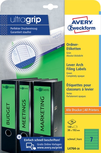 [811061] Rugetiket Avery Zweckform smal 38x192mm zelfklevend groen