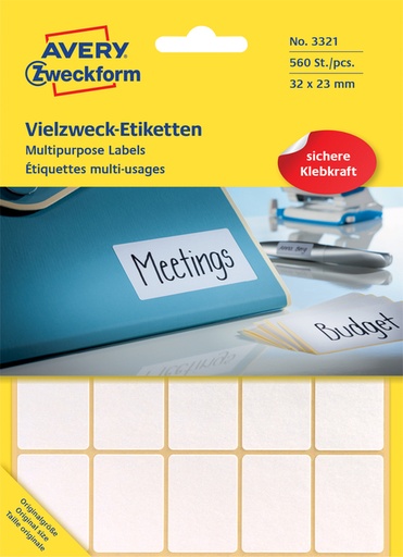 [811083] Etiket Avery Zweckform 3321 32x23mm wit 560stuks