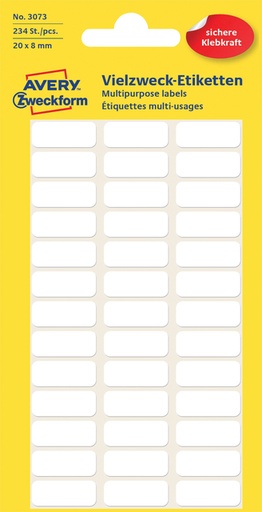 [811100] Etiket Avery Zweckform 3073 20x8mm wit 234stuks
