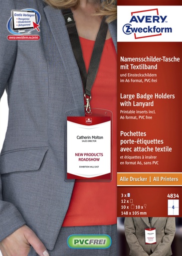 [811131] Badge Avery 4834 A6 hoes + insteekkaarten 10 stuks