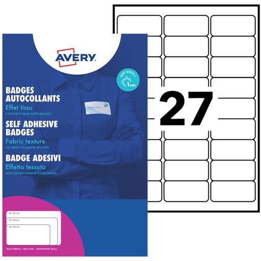 [811139] Naambadge etiket Avery L4784-20 63.5x29.6mm zk 540 stuks