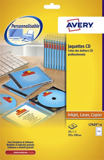 [811147] Cd inlegkaart Avery L7435-25 151x118mm