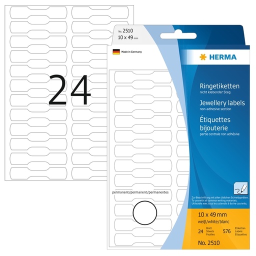 [816799] Etiket HERMA 2510 10x49mm wit 576 etiketten