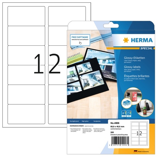 [816809] Etiket HERMA 4609 52.5x21.2mm premium wit 11200 etiketten