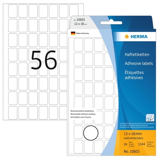 [816903] Etiket HERMA 10603 12x18mm verwijderbaar 1344 etiketten
