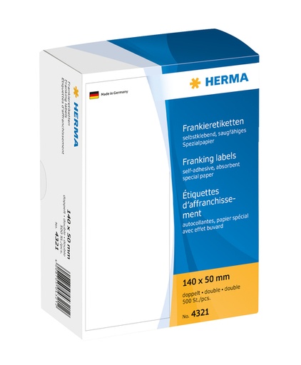 [817031] Frankeeretiket HERMA 4321 dubbel 140x50mm 500stuks