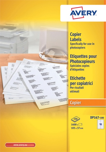 [817126] Etiket Avery DP167-100 105x37mm wit 1600 etiketten