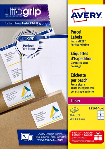 [817187] Etiket Avery L7166-100 99.1x93.1mm 600stuks wit