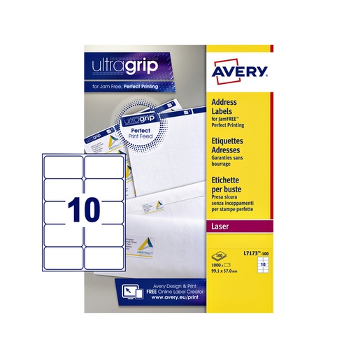 [817197] Etiket Avery L7173-100 99.1x57mm wit 1000 stuks