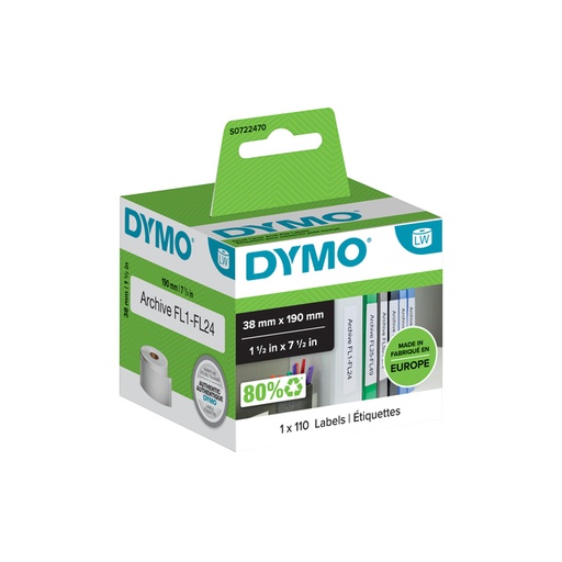 [817228] Etiket Dymo LabelWriter multifunctioneel 38x190mm 1 rol á 110 stuks wit