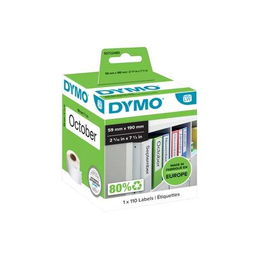 [817229] Etiket Dymo LabelWriter naamkaart ordner 59x190mm 1 rol á 110 stuks wit