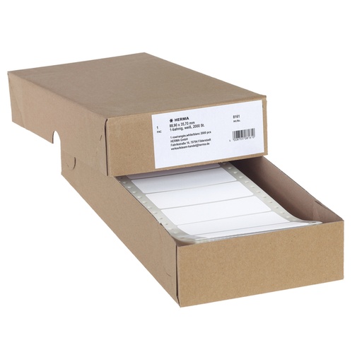 [817302] Etiket HERMA 8161 88.9x35.7mm 1-baans wit 2000stuks