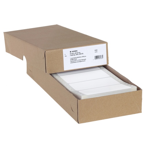[817303] Etiket HERMA 8163 101.6x48.4mm 1-baans wit 2000stuks