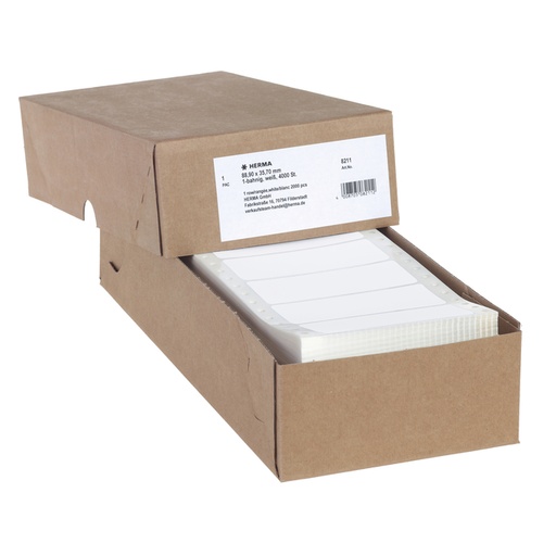 [817312] Etiket HERMA 8211 88.9x35.7mm 1-baans wit 4000stuks