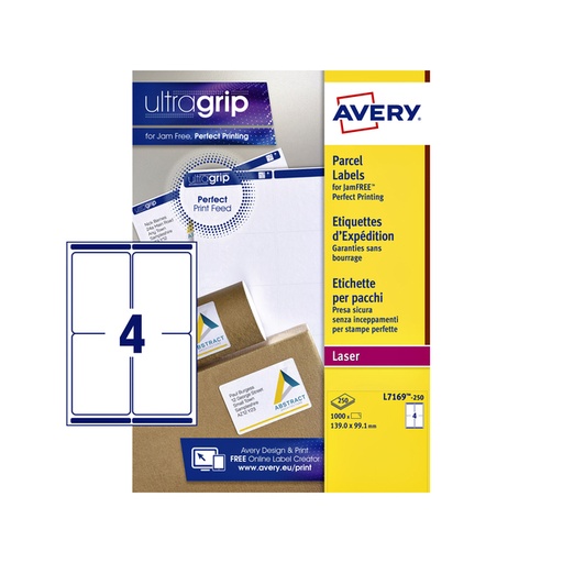 [817372] Etiket Avery L7169-250 99.1x139mm wit 1000 etiketten