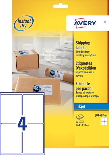 [817446] Etiket Avery J8169-10 99.1x139mm wit 40stuks