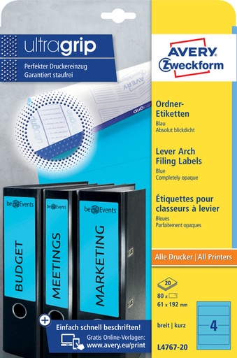 [817528] Rugetiket Avery breed 61x192mm zelfklevend blauw