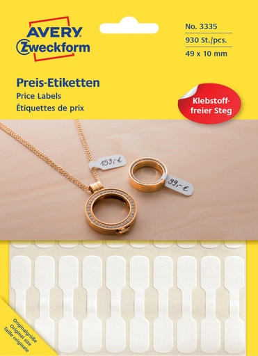 [817546] Etiket Avery Zweckform 3335 49x10mm wit 924stuks