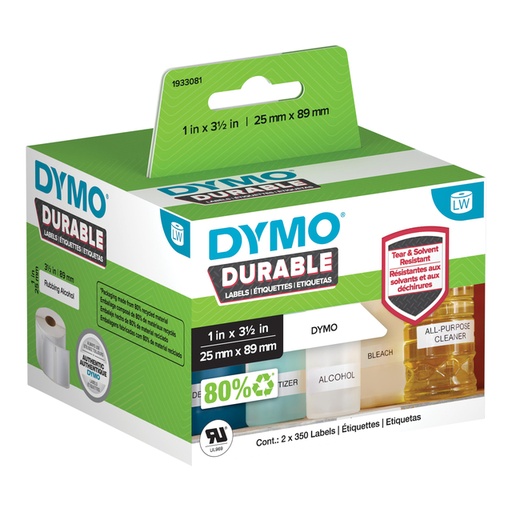[817576] Etiket Dymo LabelWriter industrieel 25x89mm 2 rollen á 350 stuks wit