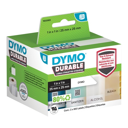 [817577] Etiket Dymo LabelWriter industrieel 25x25mm 2 rollen á 850 stuks wit