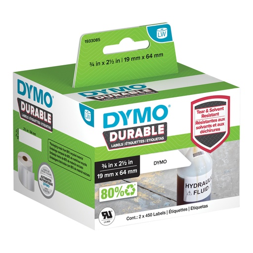 [817579] Etiket Dymo LabelWriter industrieel 19x64mm 2 rollen á 450 stuks wit