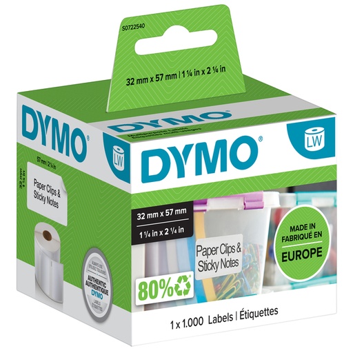 [817594] Etiket Dymo LabelWriter multifunctioneel 32x57mm 1 rol á 1000 stuks wit