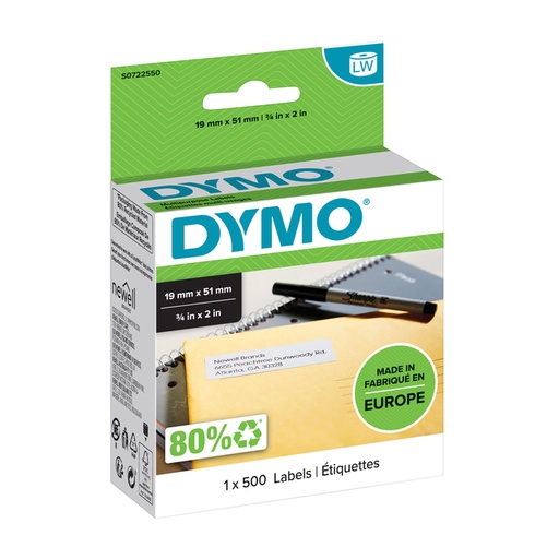 [817595] Etiket Dymo LabelWriter multifunctioneel 19x51mm 1 rol á 500 stuks wit
