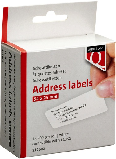 [817602] Labeletiket Quantore 11352 54x25mm adres wit 500 stuks