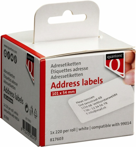 [817603] Labeletiket Quantore 99014 54x101mm adres wit