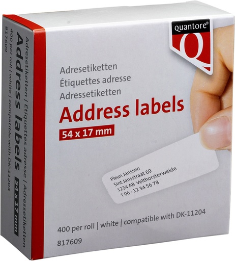 [817609] Labeletiket Quantore DK-11204 17x54mm wit 400 stuks