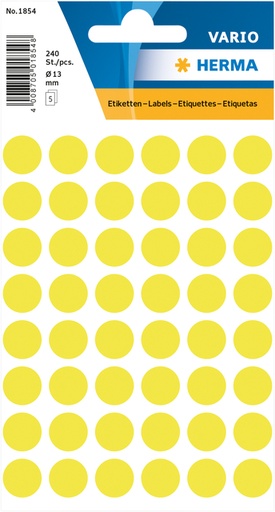 [818001] Etiket HERMA 1854 rond 12mm fluor geel 240stuks