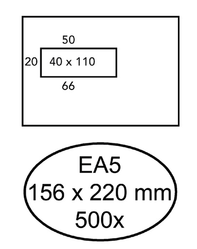 [180532] Envelop Quantore 156x220mm venster 4x11cm links zelfklevend 500 stuks