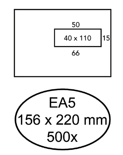 [180533] Envelop Quantore 156x220mm venster 4x11cm rechts zelfklevend 500 stuks