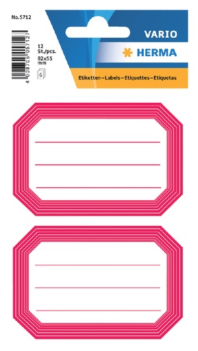 [818098] Etiket HERMA 5712 82x55mm schrift rode rand 12stuks