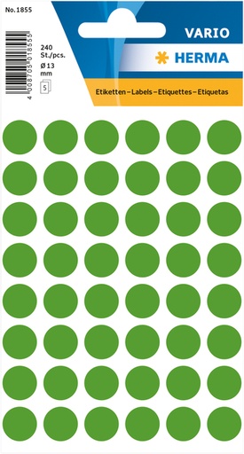 [818155] Etiket HERMA 1855 rond 13mm donkergroen 240 etiketten