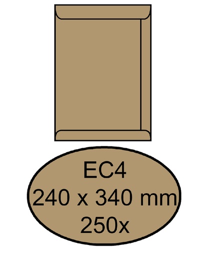[180680] Envelop Quantore akte EC4 240x340mm bruinkraft 250 stuks