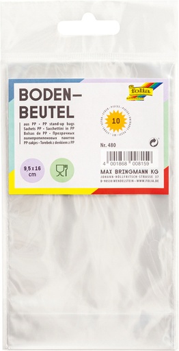 [820343] Bodemzak Folia 115x190mm 10 stuks transparant