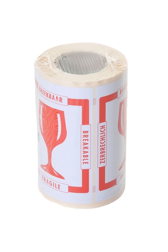 [820490] Waarschuwingsetiket IEZZY breekbaar 80mmx100m rood 250 stuks