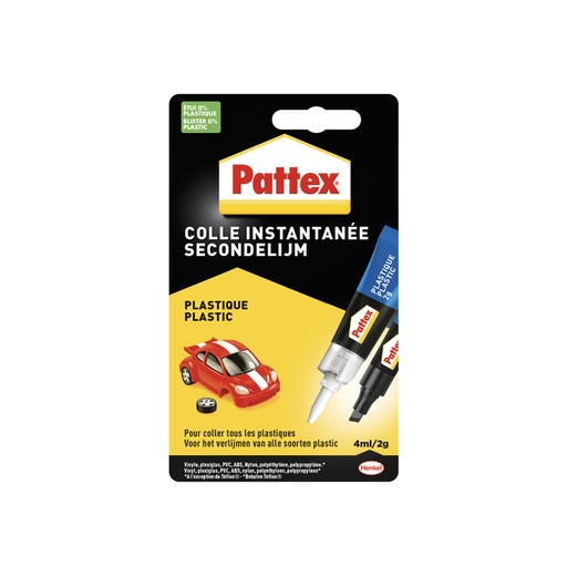 [836151] Secondelijm Pattex all plastic tube 2 gram op blister