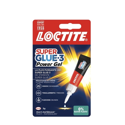 [836222] Secondelijm Loctite Powerflex GEL tube 3 gram op blister