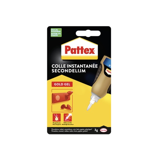 [836240] Secondelijm Pattex Gold GEL tube 3 gram op blister