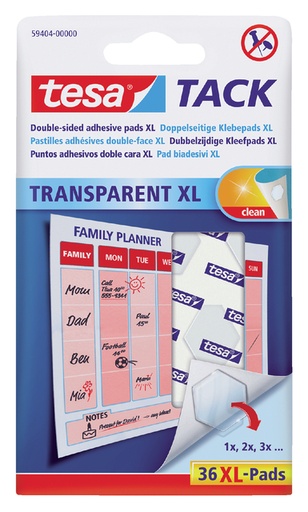 [836320] Kleefpads tesa® TACK dubbelzijdig transparant XL 36 stuks