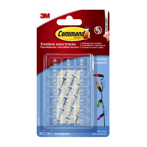 [836334] Sierklemmen Command 17026CLR inclusief bevestigingsstrip transparant