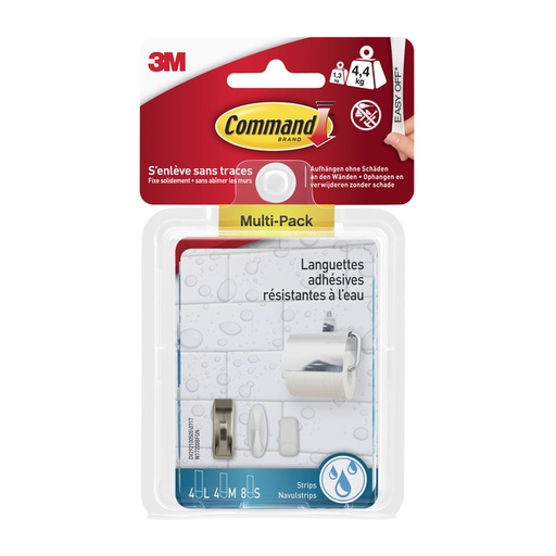 [836358] Bevestigingsstrip Command waterbestendig 16 stuks assorti