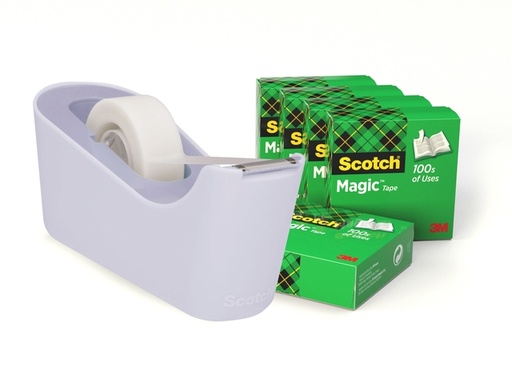 [836535] Plakbandhouder Scotch C18 lavendel + 6 rollen magic tape 19mmx33m