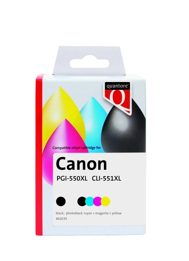 [842035] Inktcartridge Quantore alternatief tbv Canon PGI-550XL CLI-551XL zwart + 4 kleuren