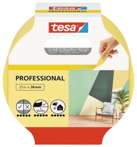 [870044] Afplaktape tesa®  Professional 25mx38mm geel