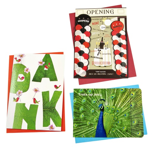 [874047] Wenskaart Paperclip diversen navulset à 12 stuks