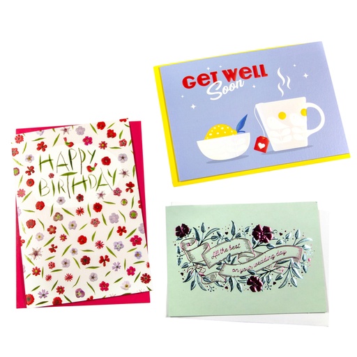 [874048] Wenskaart Paperclip diversen engelstalig navulset à 6 stuks