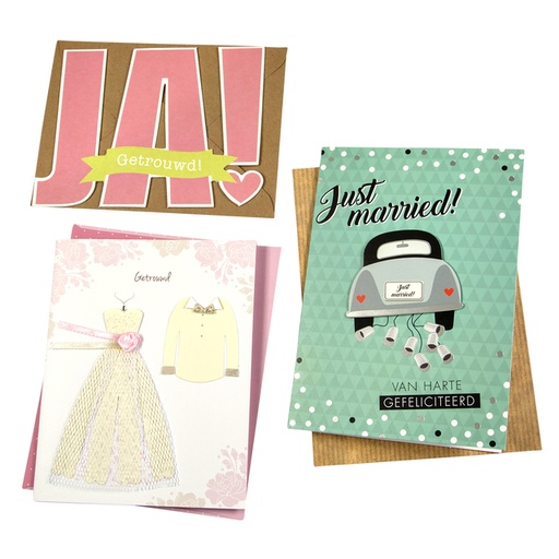 [874051] Wenskaart Paperclip huwelijk navulset à 6 stuks